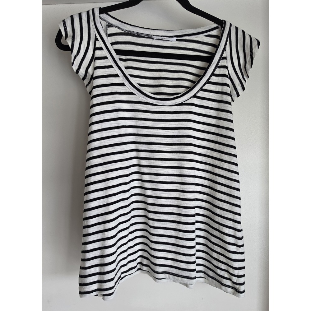 Talulah T-Shirt Women S Black White Striped Short Sleeve Round Neck Tee Top